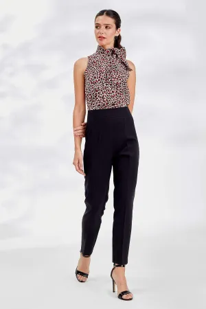 16177 Black Leopard Print Top Jumpsuit