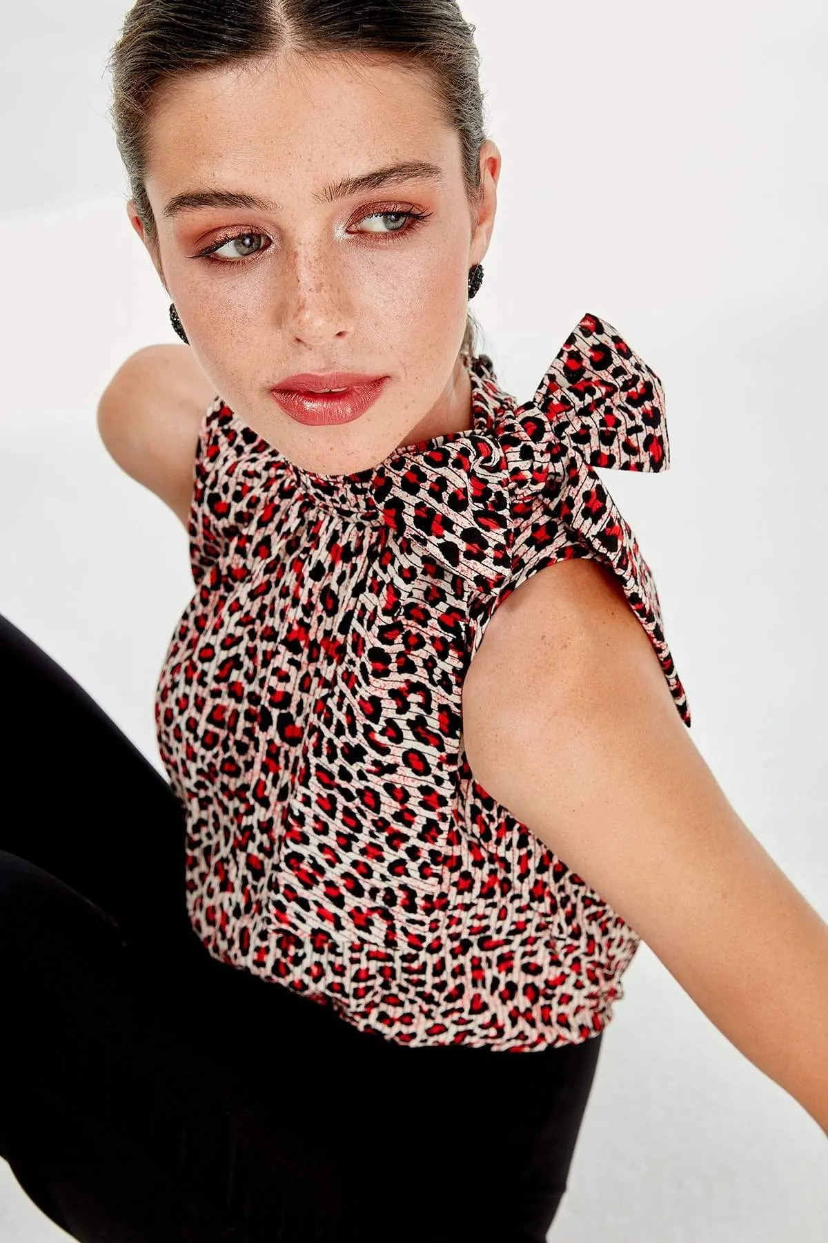 16177 Black Leopard Print Top Jumpsuit