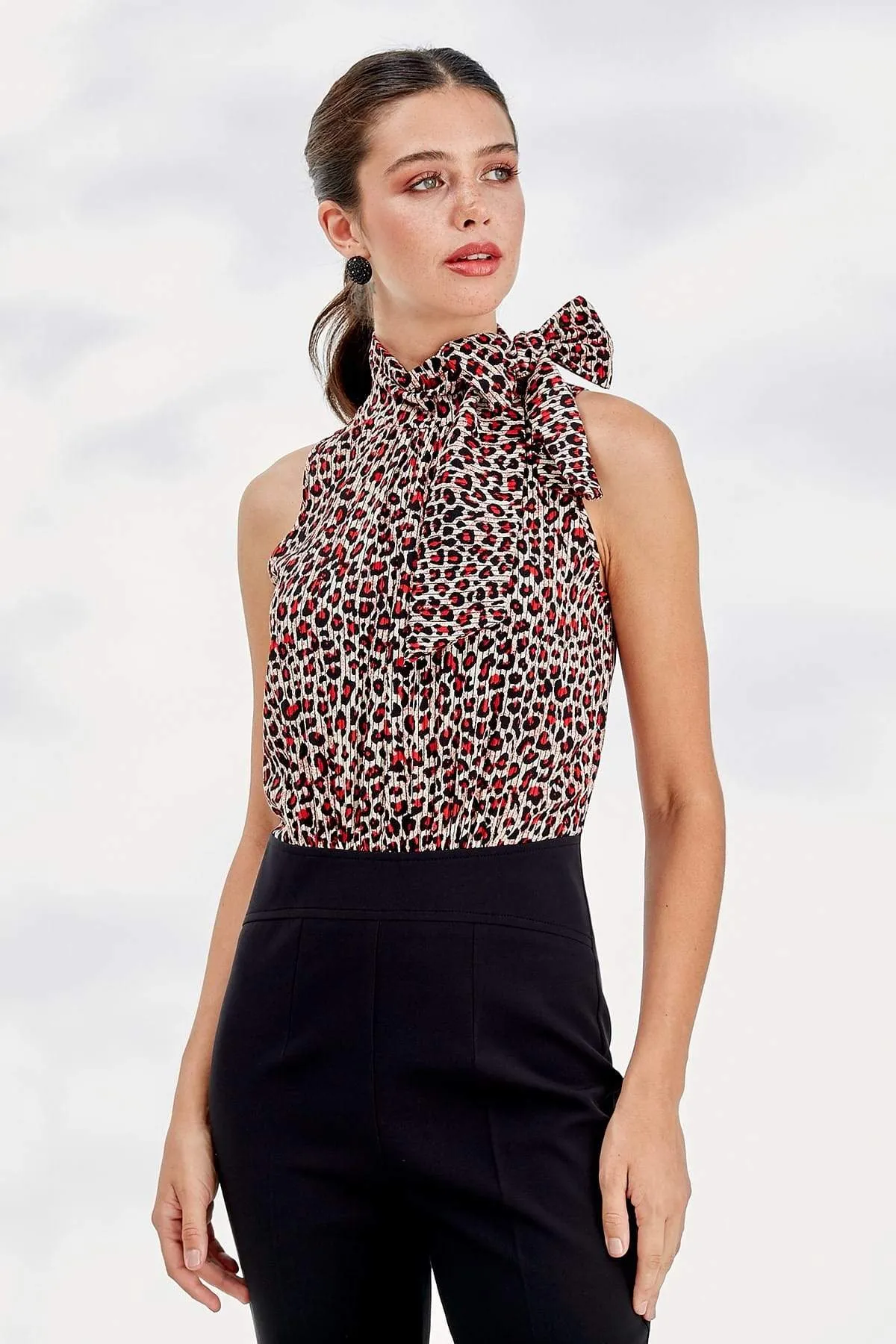 16177 Black Leopard Print Top Jumpsuit