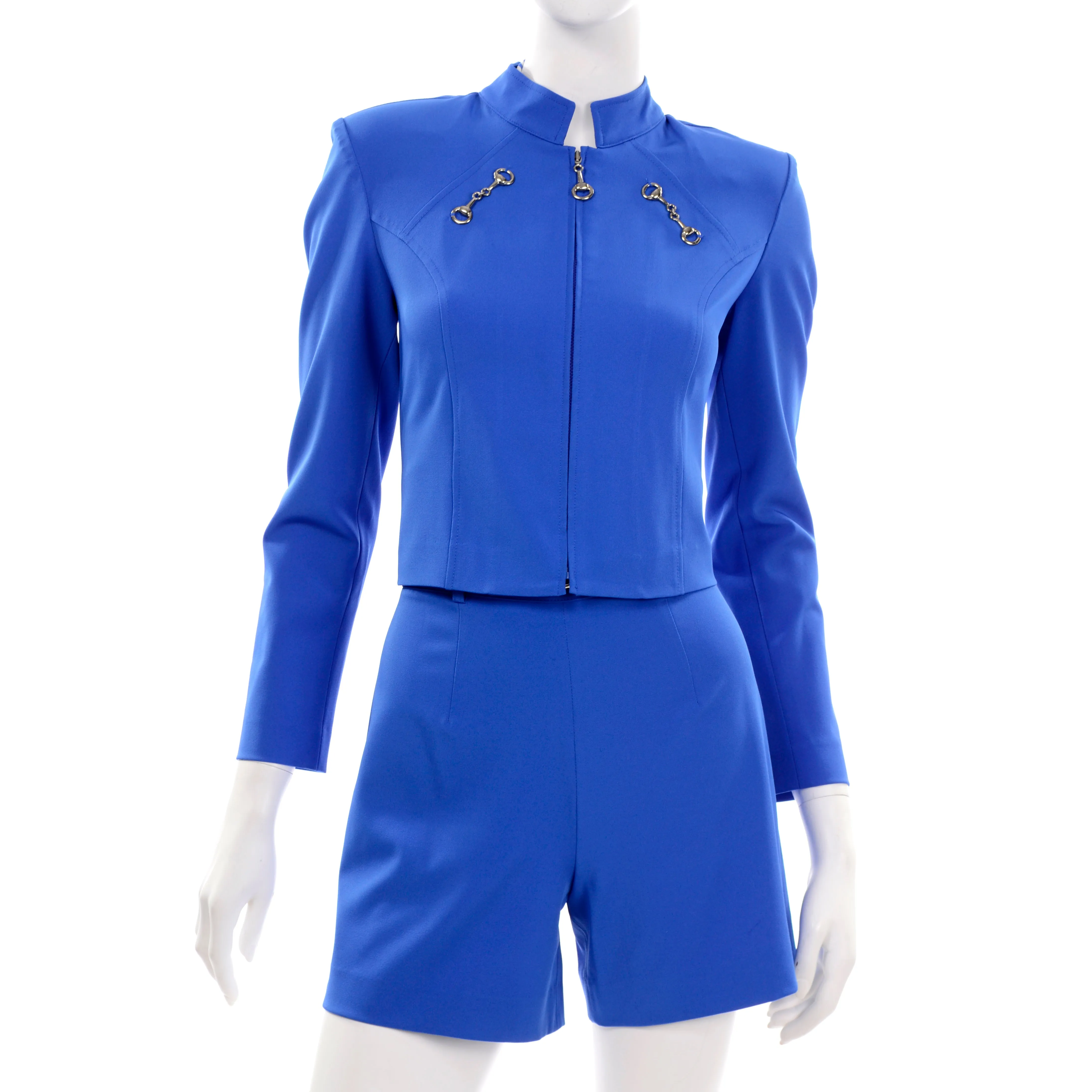 1990s Gantos Royal Blue Shorts, Halter Top & Jacket Active Ensemble