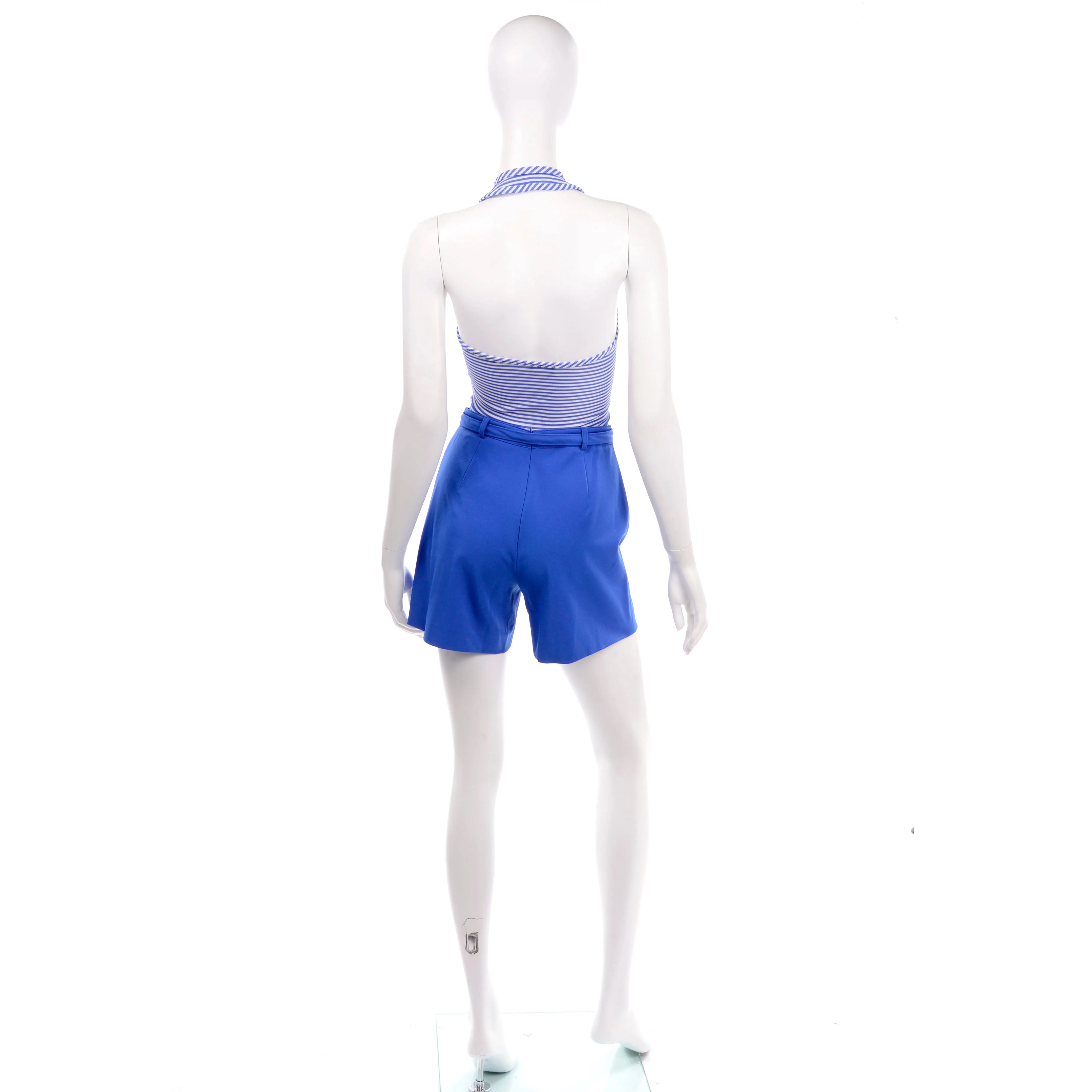 1990s Gantos Royal Blue Shorts, Halter Top & Jacket Active Ensemble