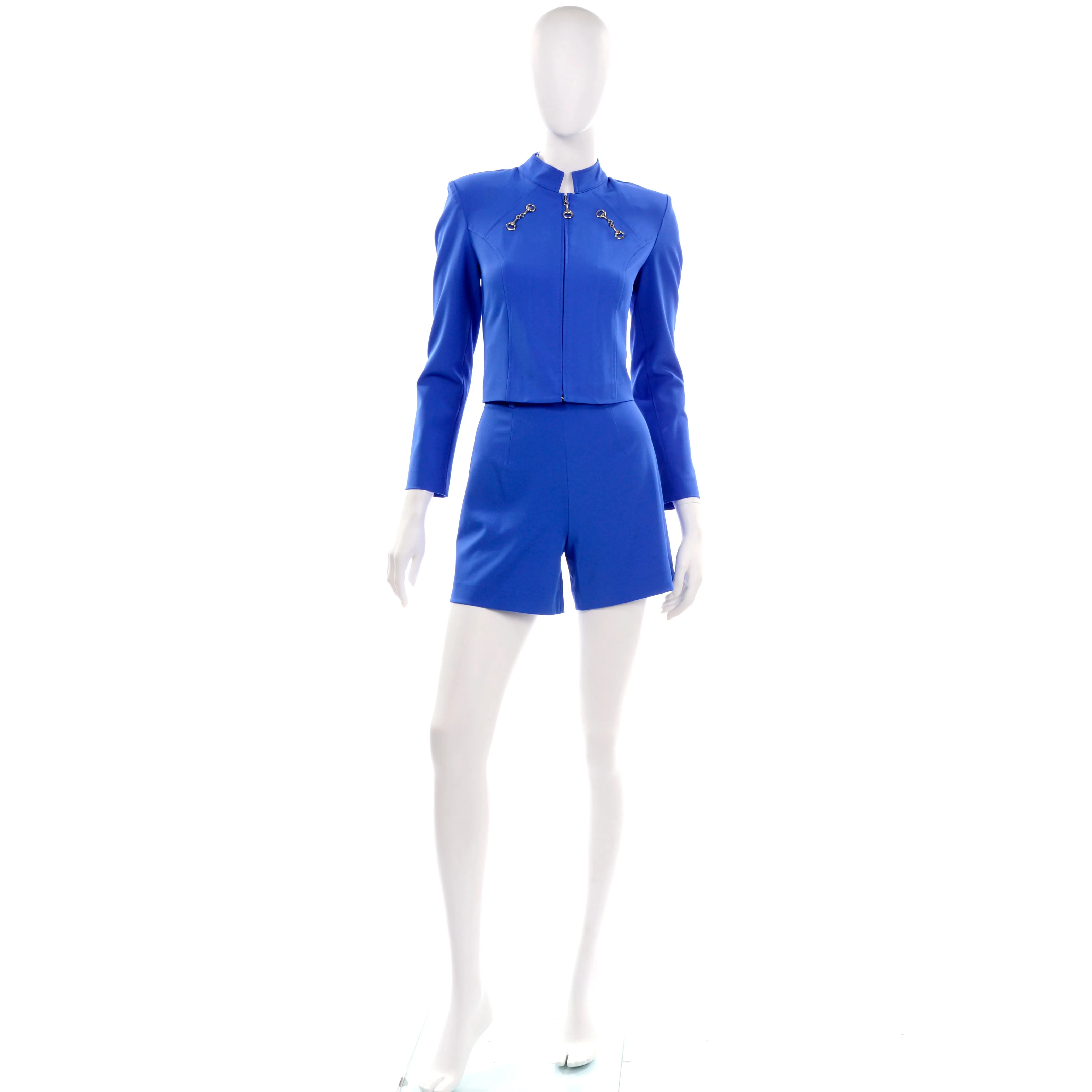 1990s Gantos Royal Blue Shorts, Halter Top & Jacket Active Ensemble