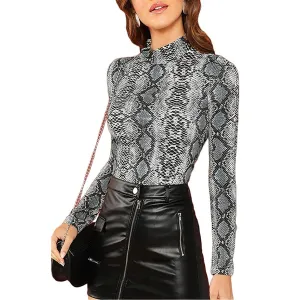2021 Sexy Female Snake Print One Piece Swimsuit Long Sleeve Bodysuit Swimwear Sizes S - 2XL 2021 Sexy Female Snake Print One Piece Swimsuit Long Sleeve Bodysuit Swimwear Sizes S - 2XL
