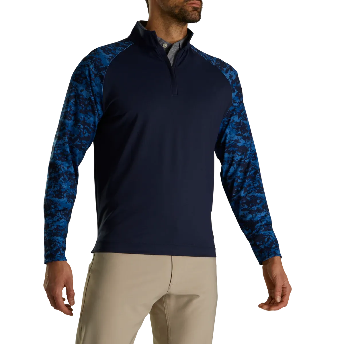 2023 FootJoy Mens Camo Color Block Mid-Layer - Navy