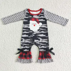 6 A24-9 baby girls long sleeve romper infants santa pattern dot jumpsuit