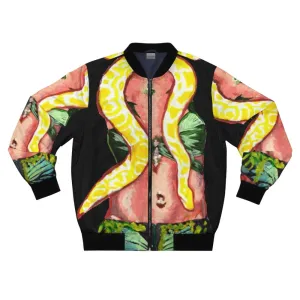 90s Pop Culture Snake Print Bomber Jacket