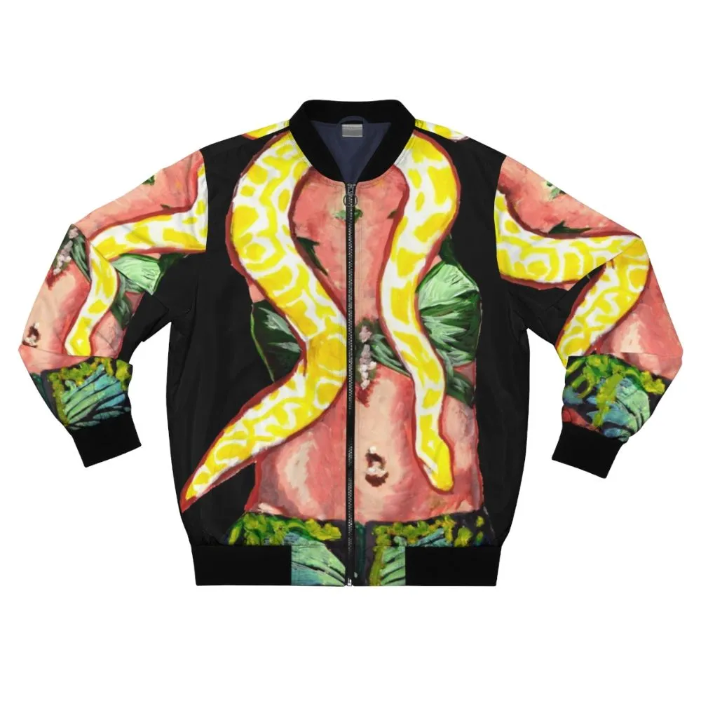 90s Pop Culture Snake Print Bomber Jacket