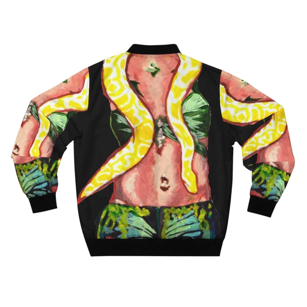 90s Pop Culture Snake Print Bomber Jacket