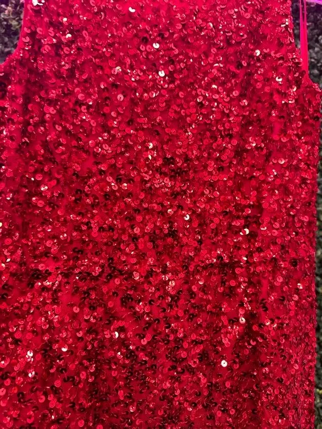 Ashley Lauren Kids 8025 Size 4 RED Girls Fully Beaded Jumpsuit Sequin Straight Pants