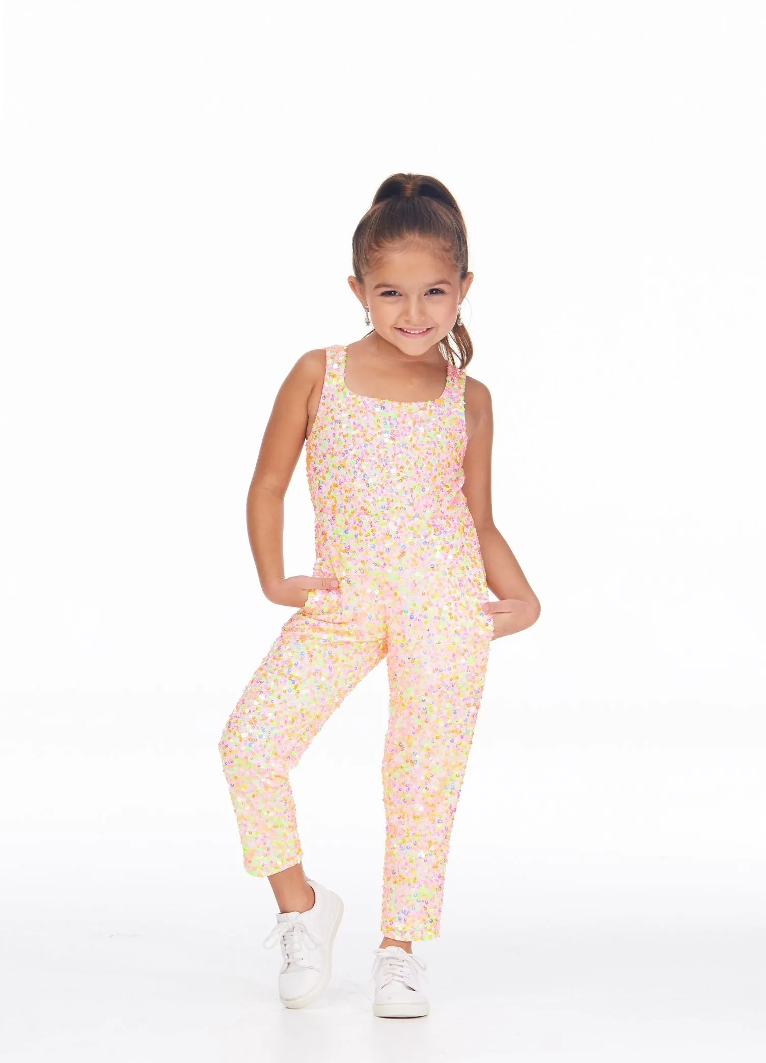 Ashley Lauren Kids 8025 Size 4 RED Girls Fully Beaded Jumpsuit Sequin Straight Pants