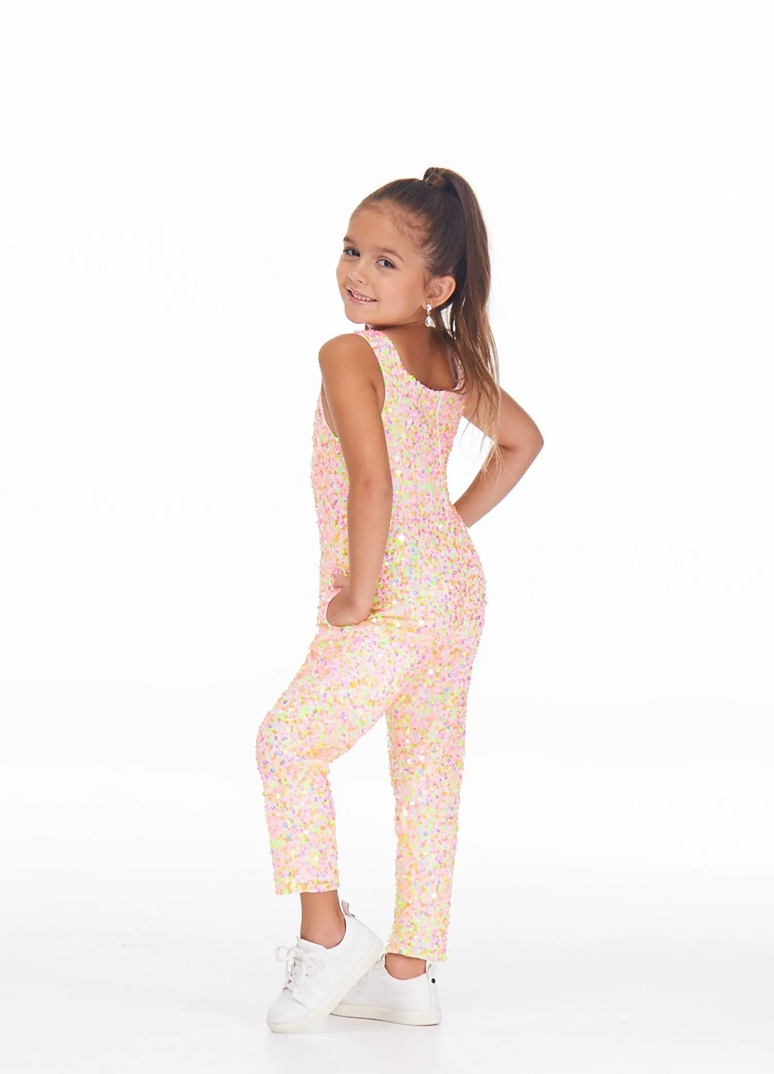 Ashley Lauren Kids 8025 Size 4 RED Girls Fully Beaded Jumpsuit Sequin Straight Pants