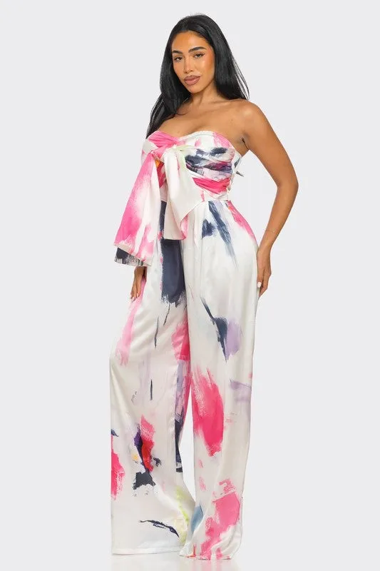 Athina Abstract Elegance Printed Wide Leg Jumpsuit