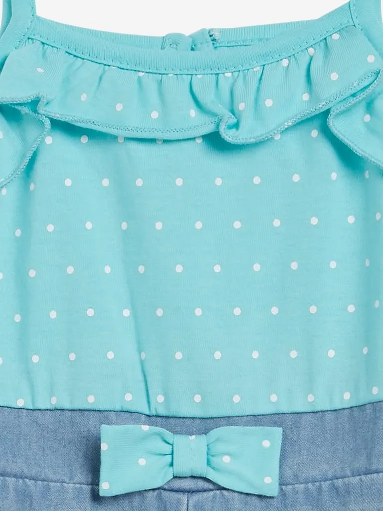 Baby HOP Aqua Polka-Dotted Jumpsuit
