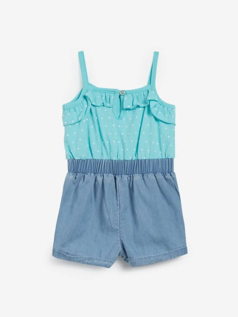 Baby HOP Aqua Polka-Dotted Jumpsuit