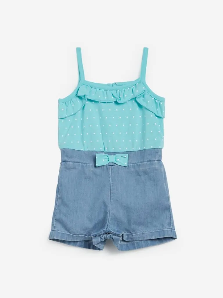Baby HOP Aqua Polka-Dotted Jumpsuit