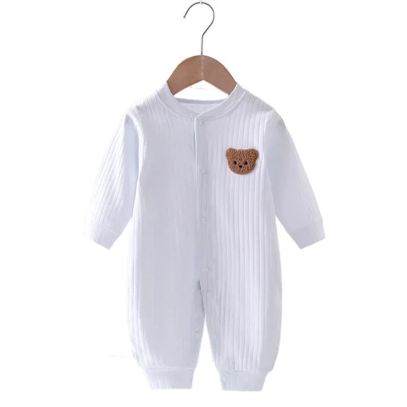 Baby Romper -Autumn Solid Color Cotton Bear Jumpsuit for Newborns 0-18M