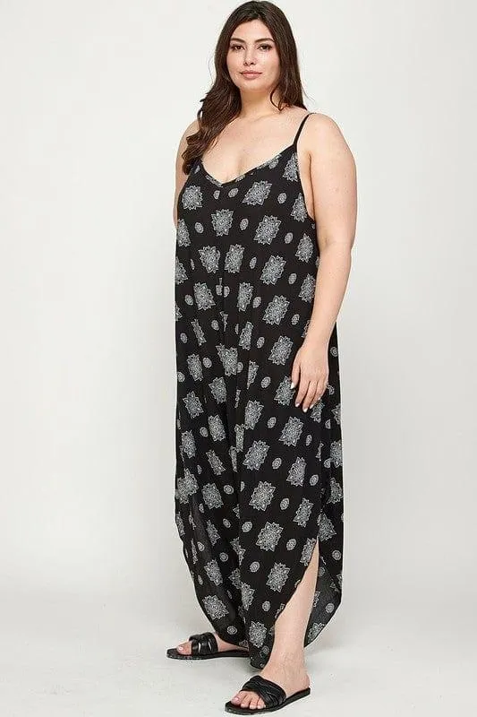 Bandana printed harem jumpsuit in plus size