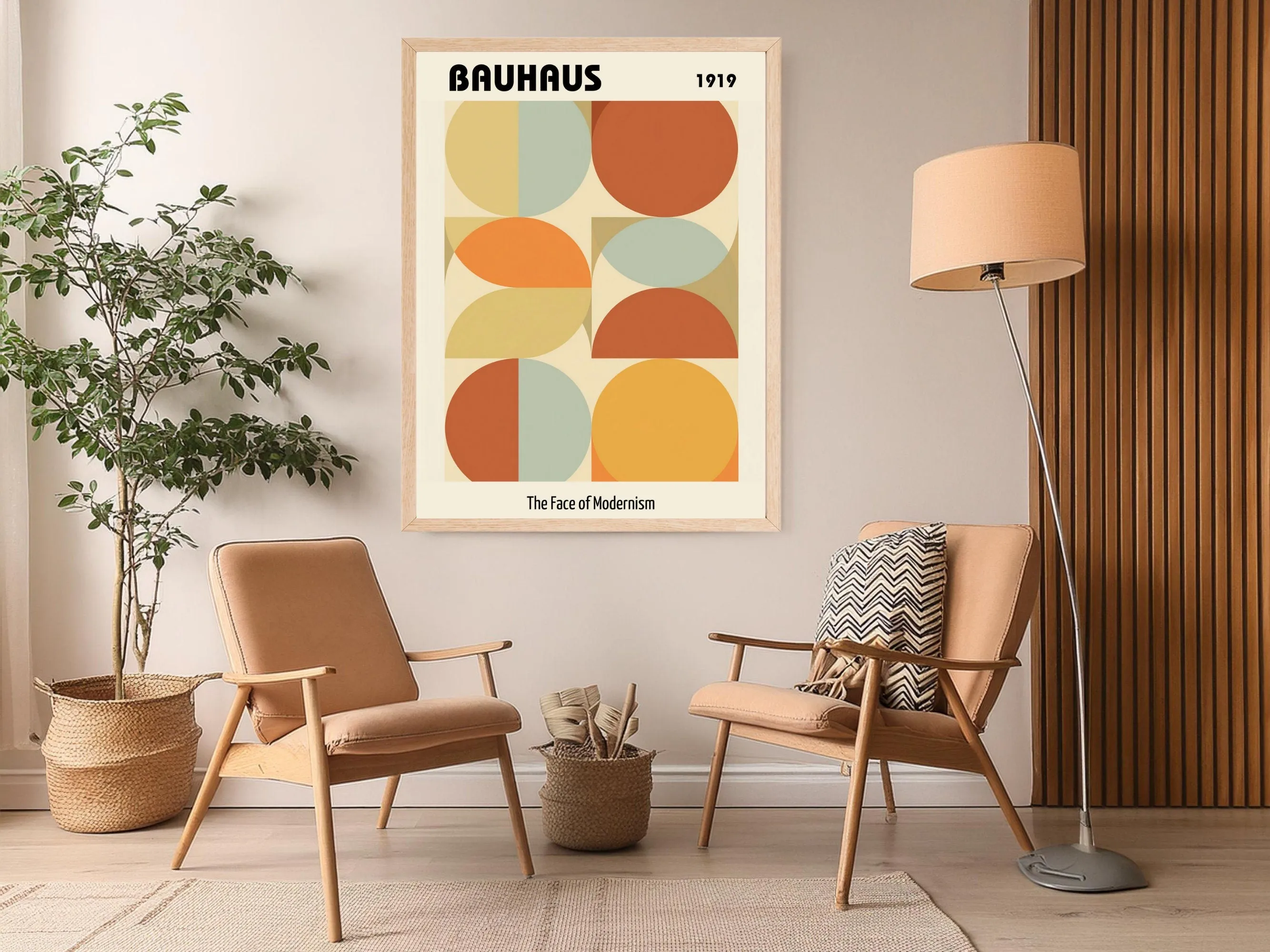 Bauhaus Modern Art Print, Geometric Abstract Wall Art, Mid Century Modern Decor
