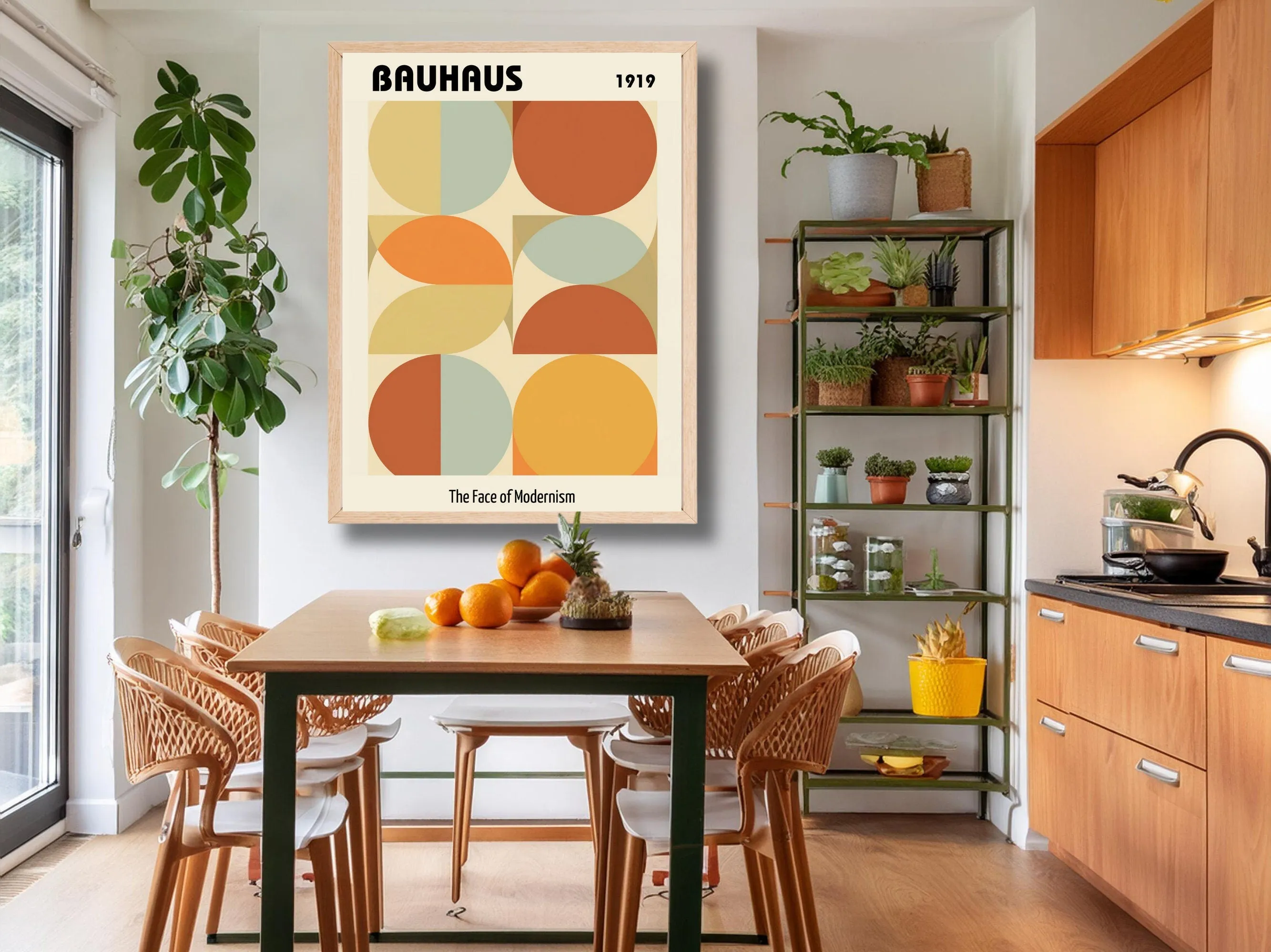 Bauhaus Modern Art Print, Geometric Abstract Wall Art, Mid Century Modern Decor