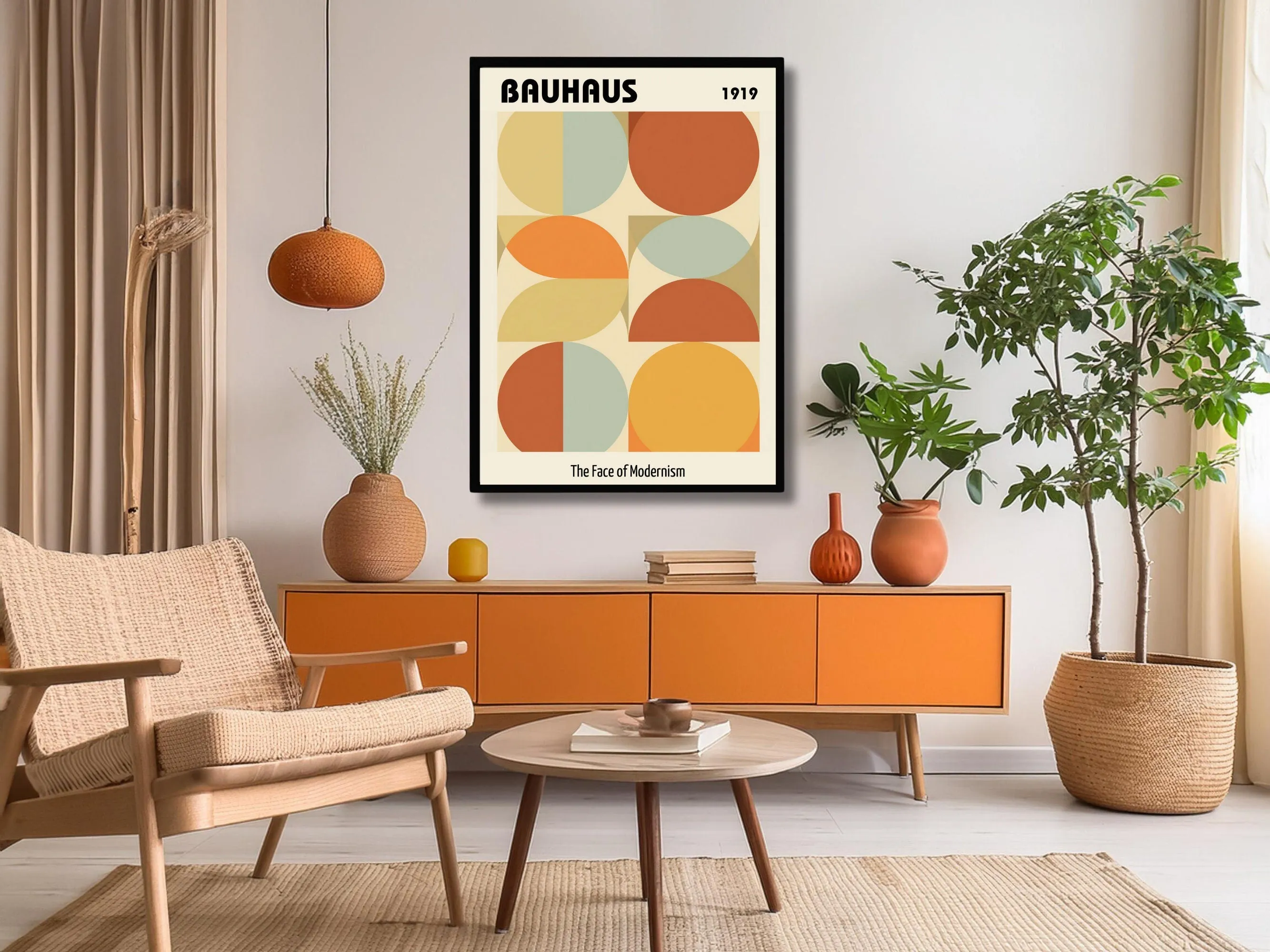 Bauhaus Modern Art Print, Geometric Abstract Wall Art, Mid Century Modern Decor