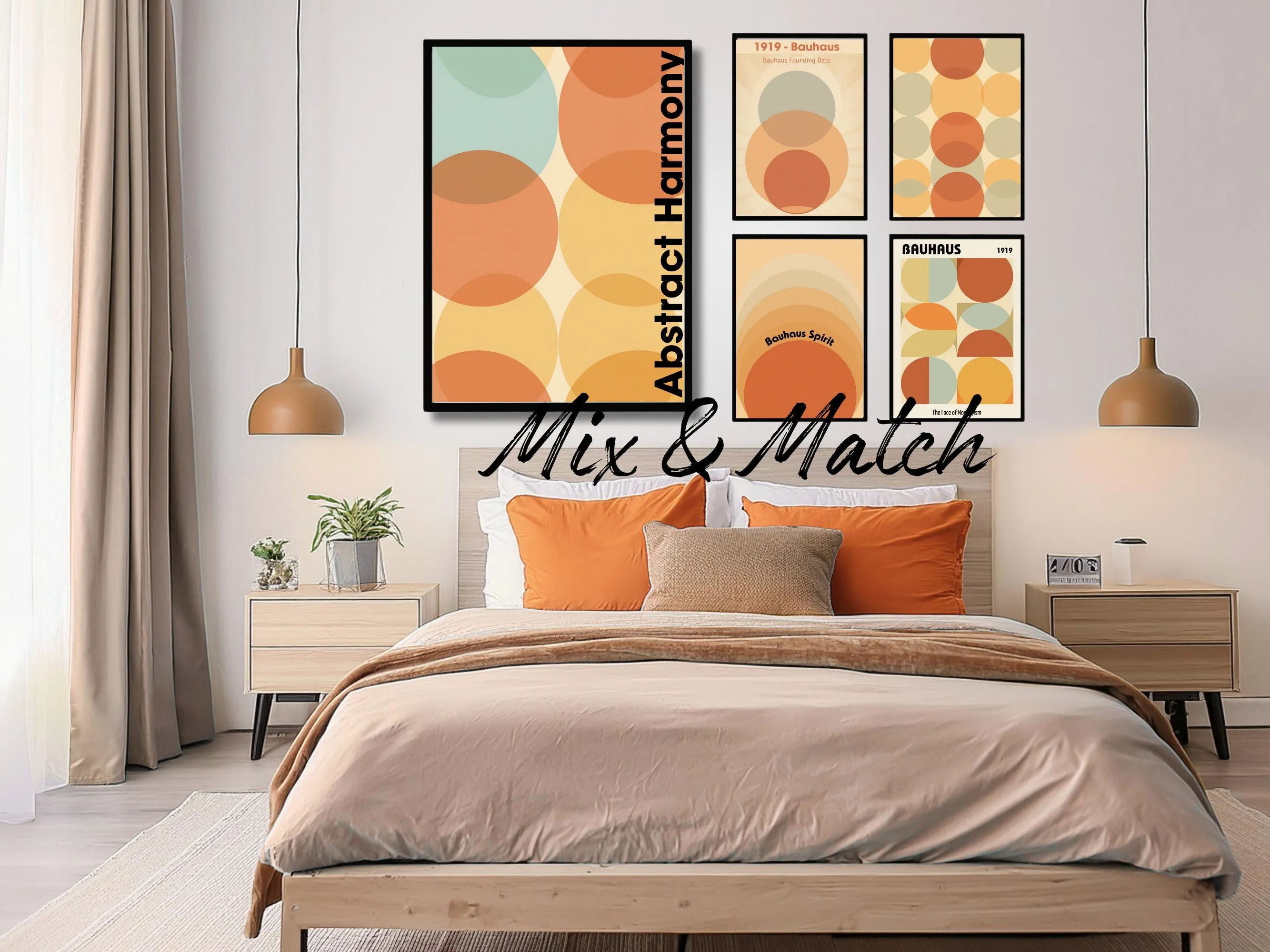 Bauhaus Modern Art Print, Geometric Abstract Wall Art, Mid Century Modern Decor