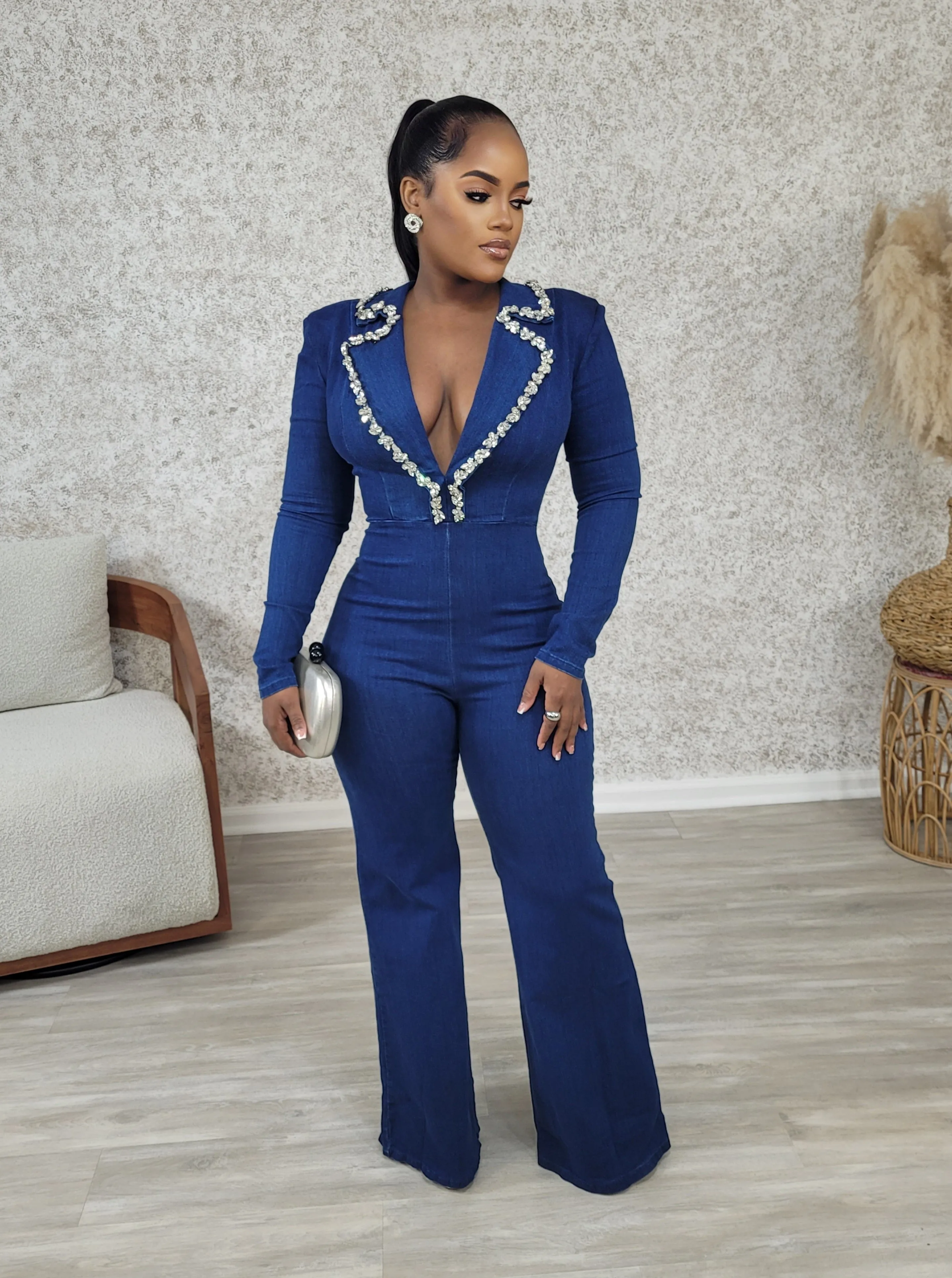Bell Bottom Babe Jumpsuit(Blue)