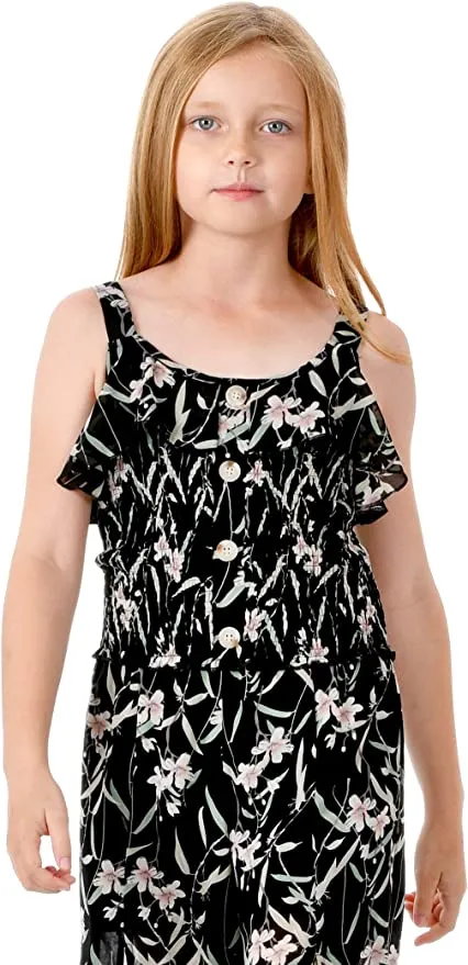 Big Girls Ruffle Floral Split Leg Jumpsuit