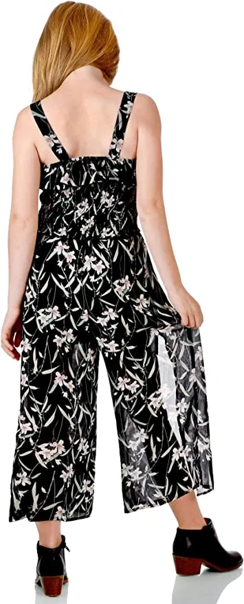 Big Girls Ruffle Floral Split Leg Jumpsuit