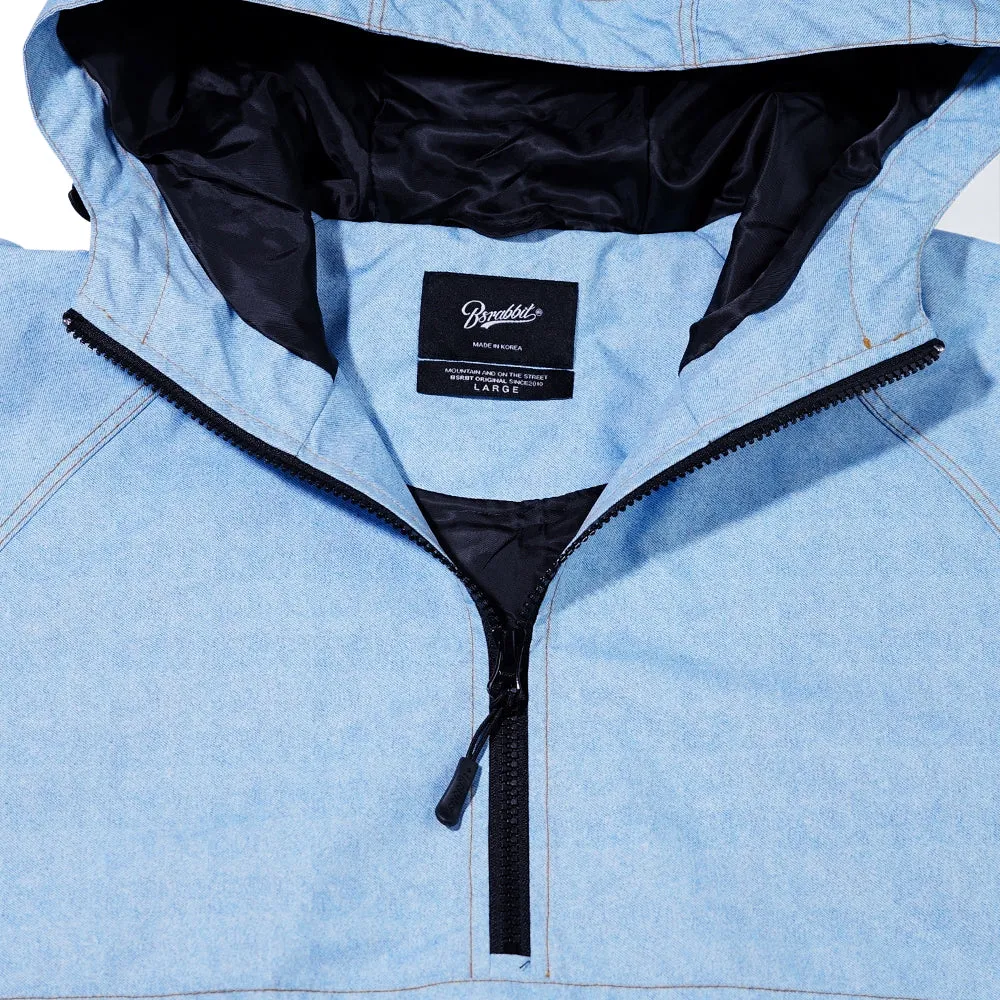 BIG PATCH POCKET HOODED ANORAK JACKET LIGHT BLUE