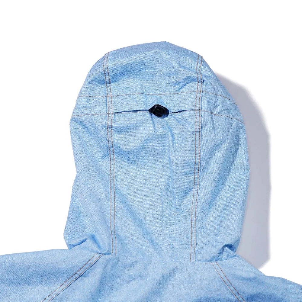 BIG PATCH POCKET HOODED ANORAK JACKET LIGHT BLUE