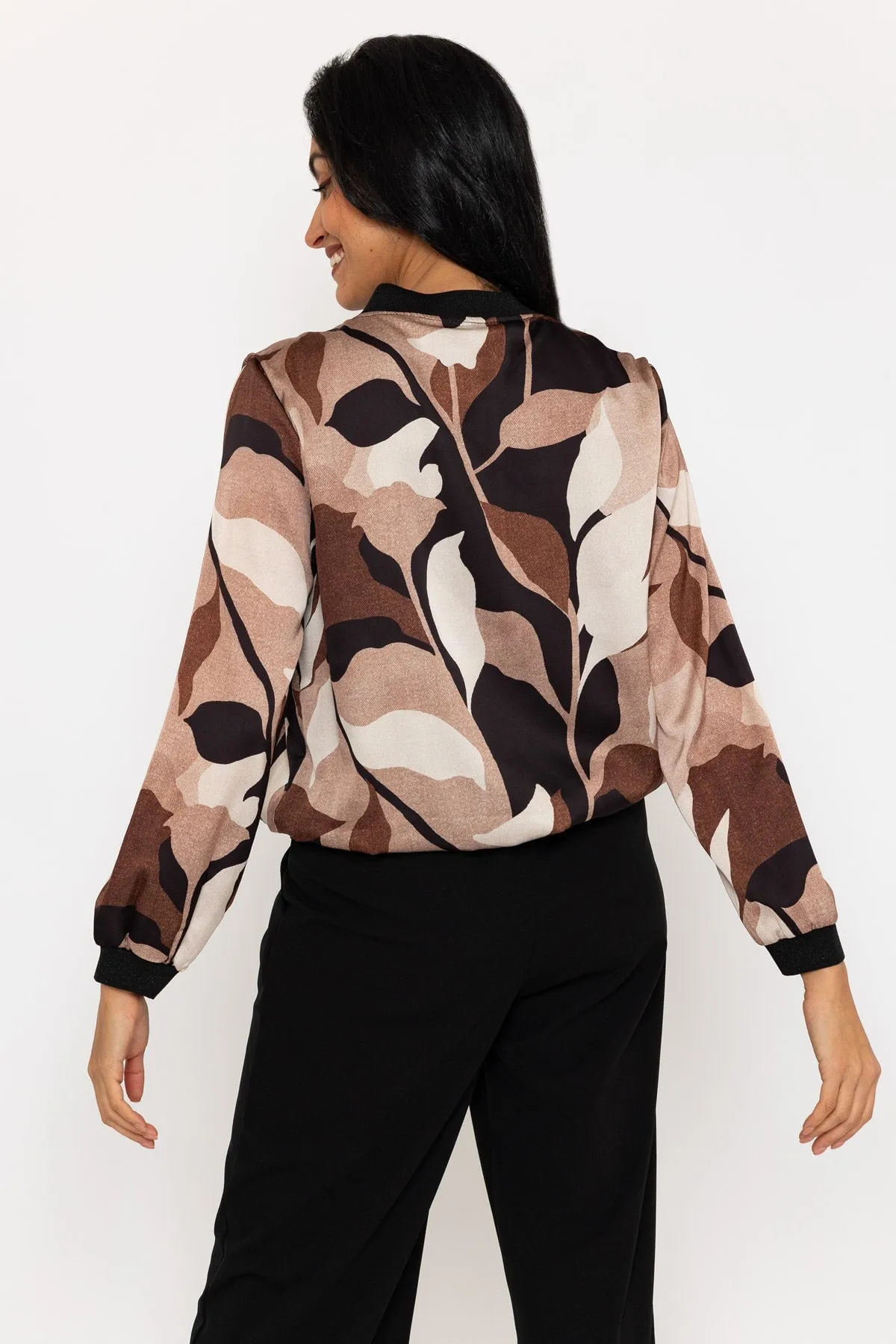 Black & Brown Printed Printed Bomber Jacket