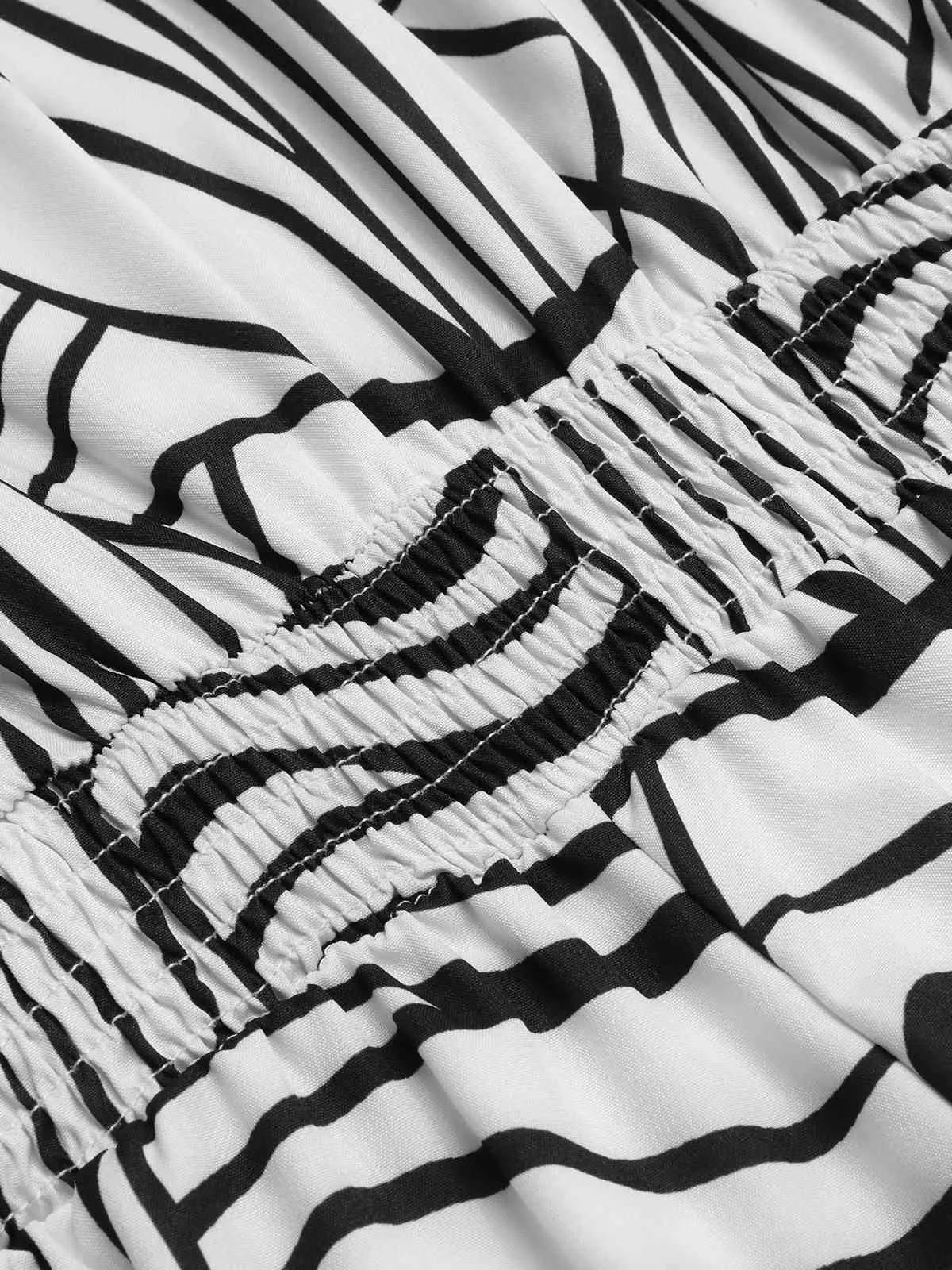 Black & White 1930s Geometric V-Neck Jumpsuit