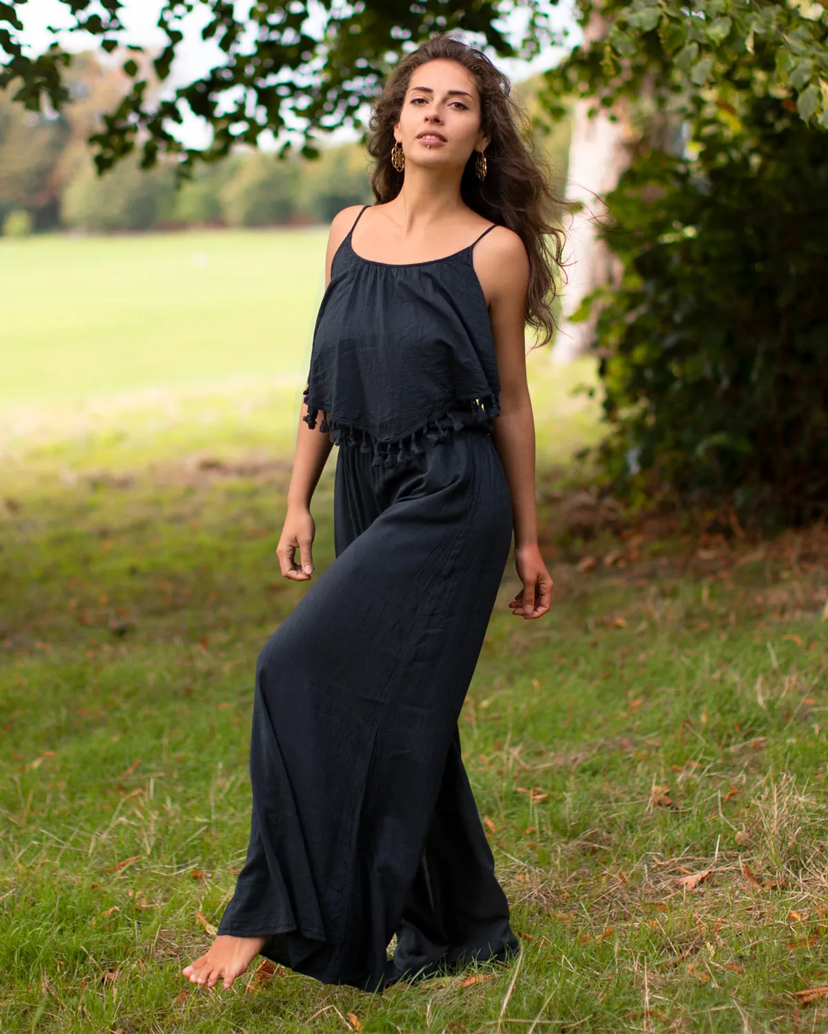Black Cotton Palazzo Jumpsuit