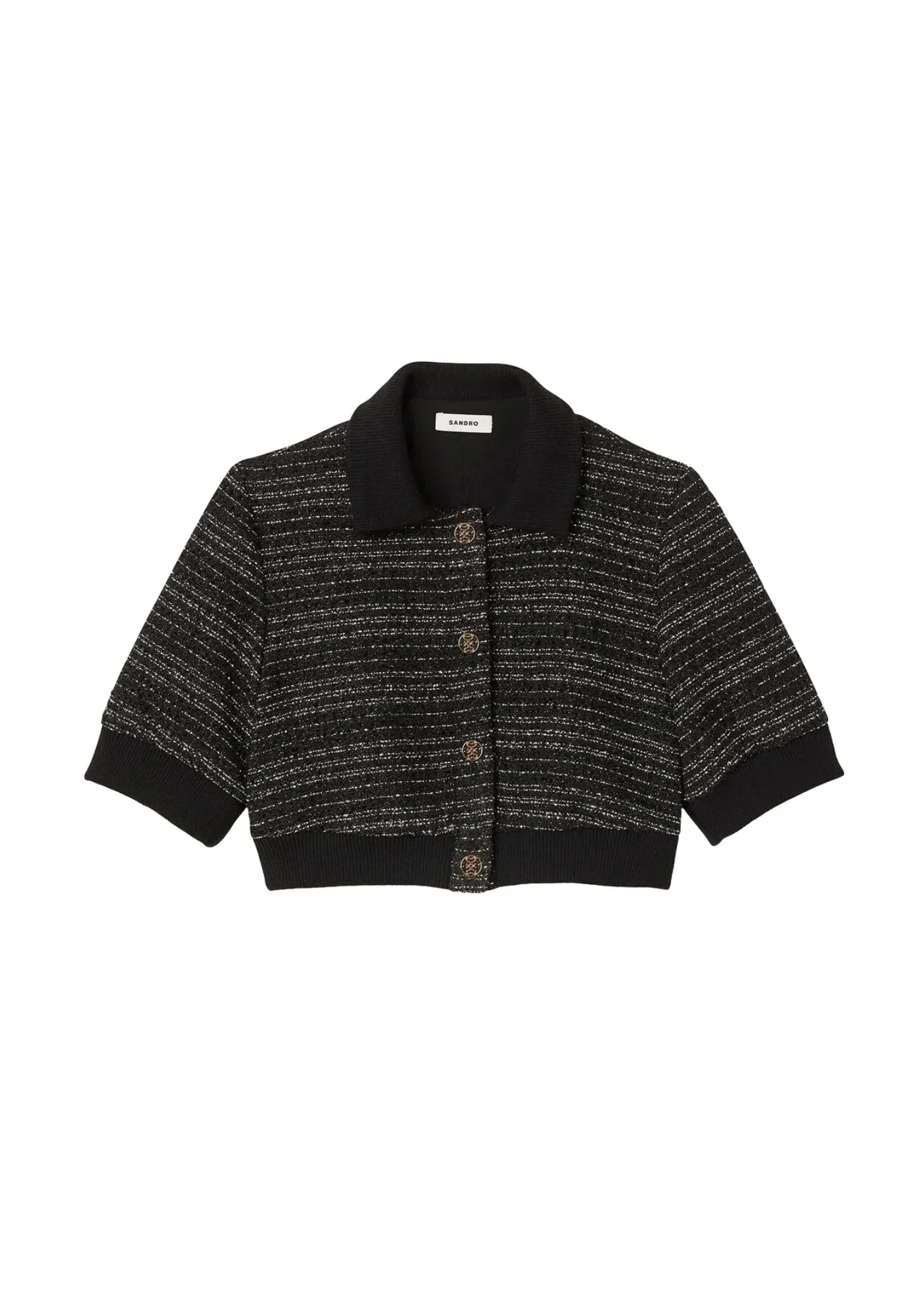 BLACK CROPPED TWEED JACKET
