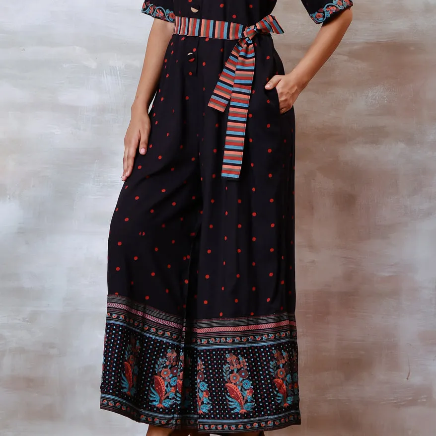 Black Jumpsuit with Belt Details