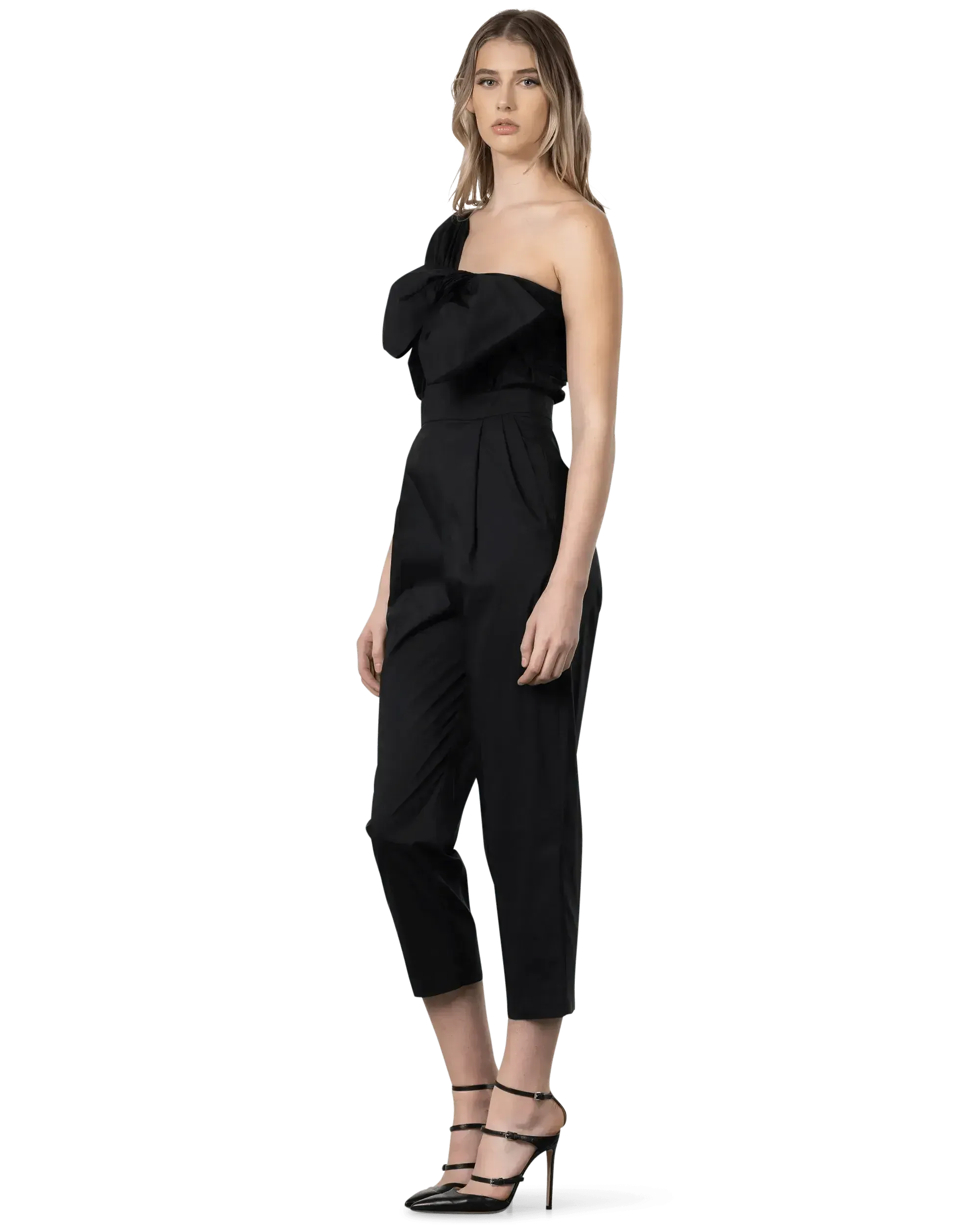 Bow-Detailed One Shoulder Jumpsuit