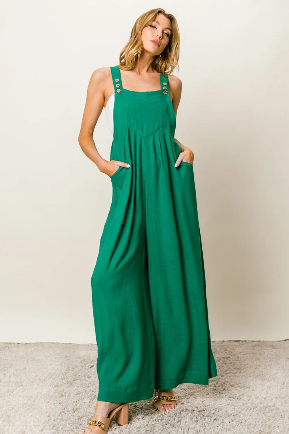 Carly Texture Sleeveless Wide Leg Jumpsuit