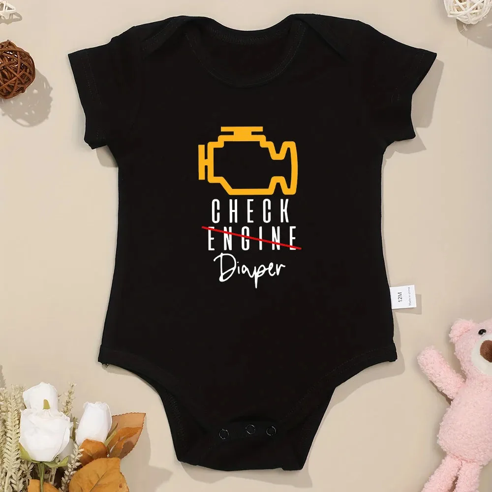 Check Diaper Funny Onesie