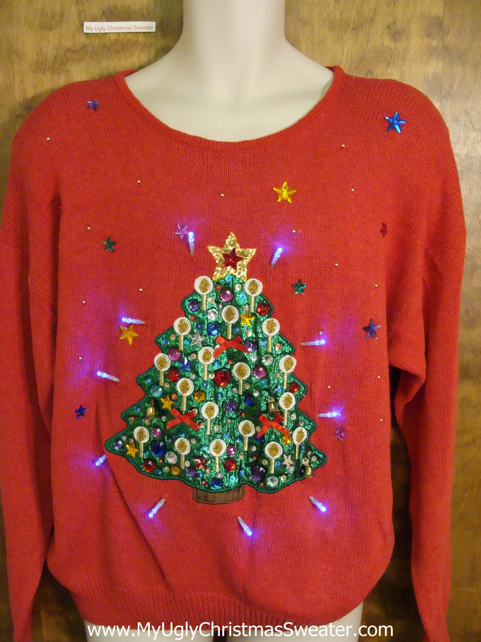 Cheesy Light Up Ugly Xmas Sweater with Tree