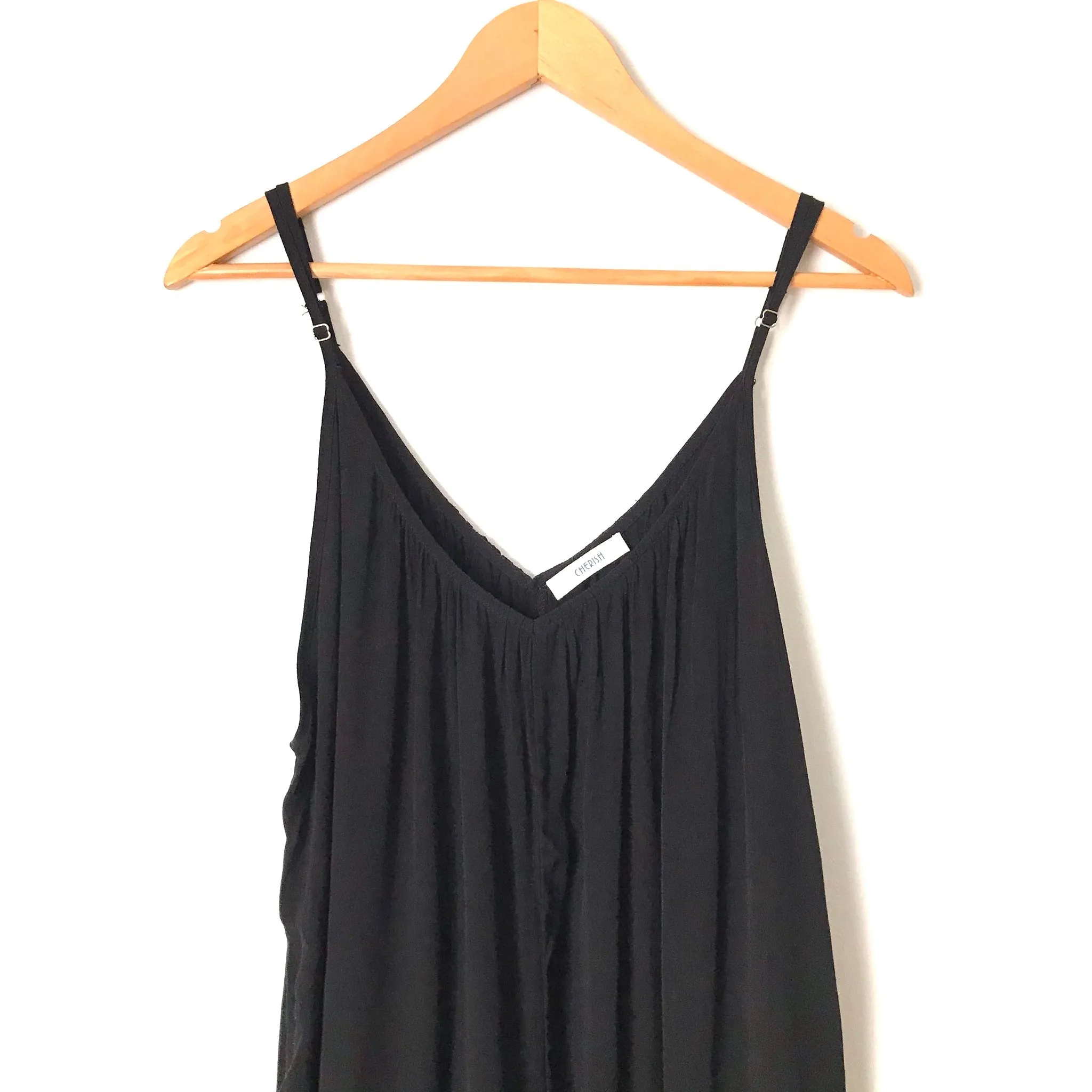 Cherish Black Flowy Cropped Jumpsuit- Size S