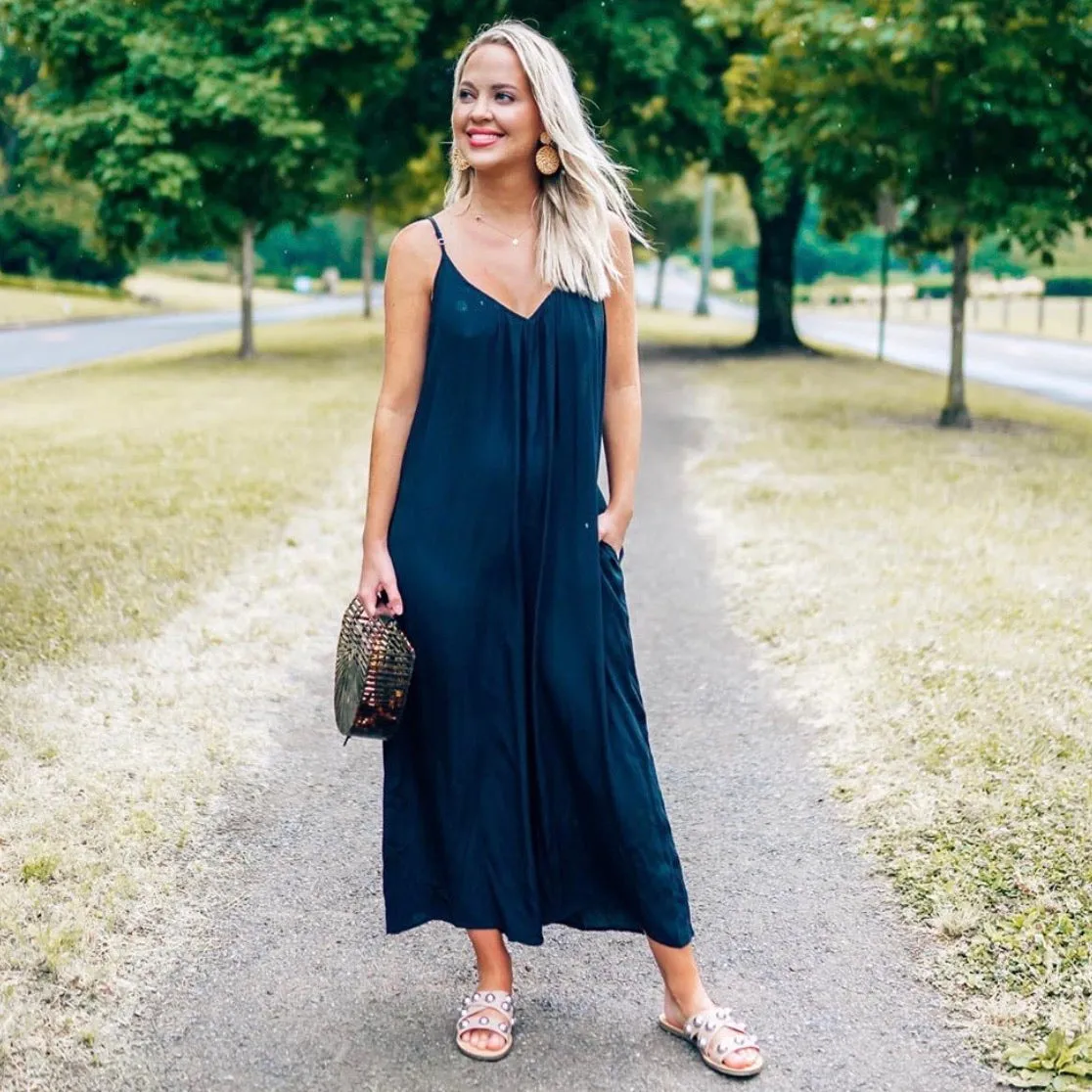 Cherish Black Flowy Cropped Jumpsuit- Size S