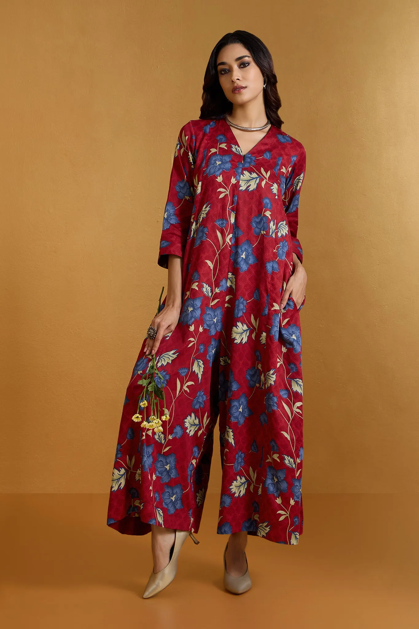 Cherry Garden Jumpsuit with Pockets