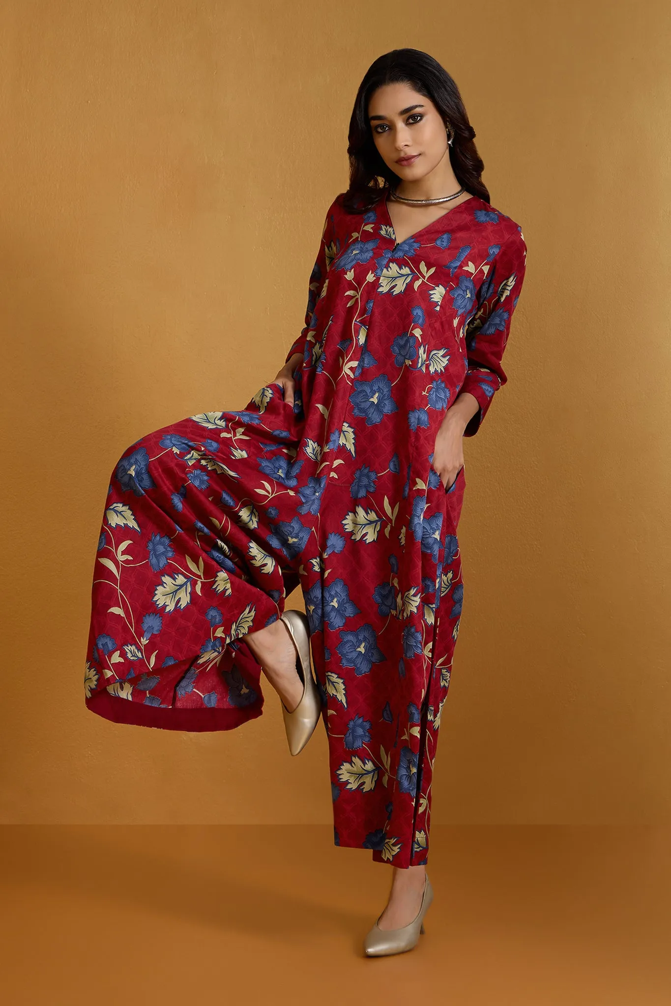 Cherry Garden Jumpsuit with Pockets