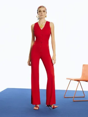 Chic Tailored Sleeveless Jumpsuit with Adjustable Waistband