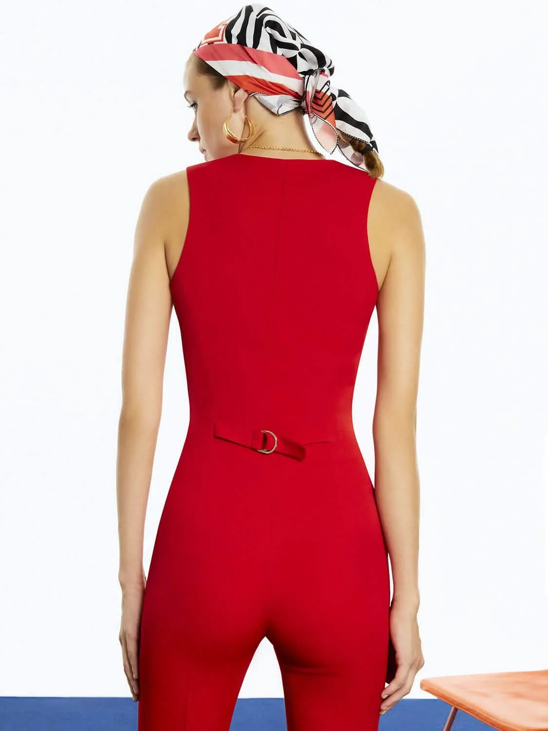 Chic Tailored Sleeveless Jumpsuit with Adjustable Waistband