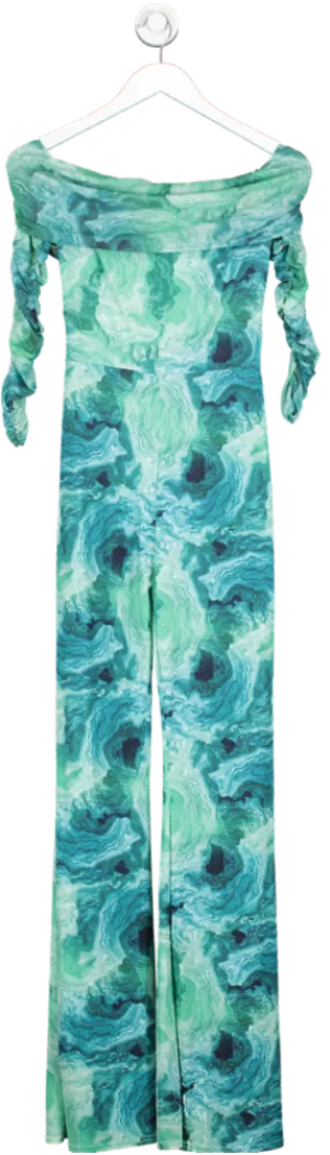 Club L Green Marble Print Mesh Jumpsuit UK 8