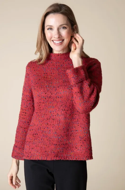 Confetti Funnel Neck Pullover - Apple