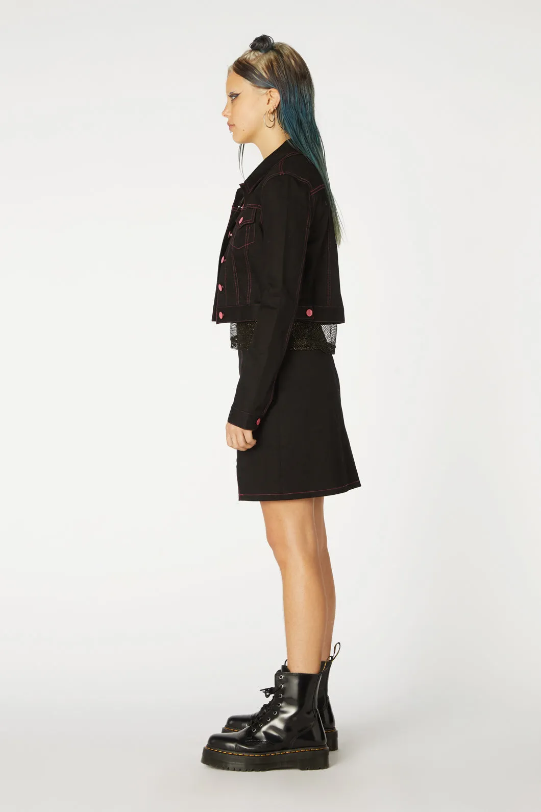 Contrast Stitch Goth Jacket