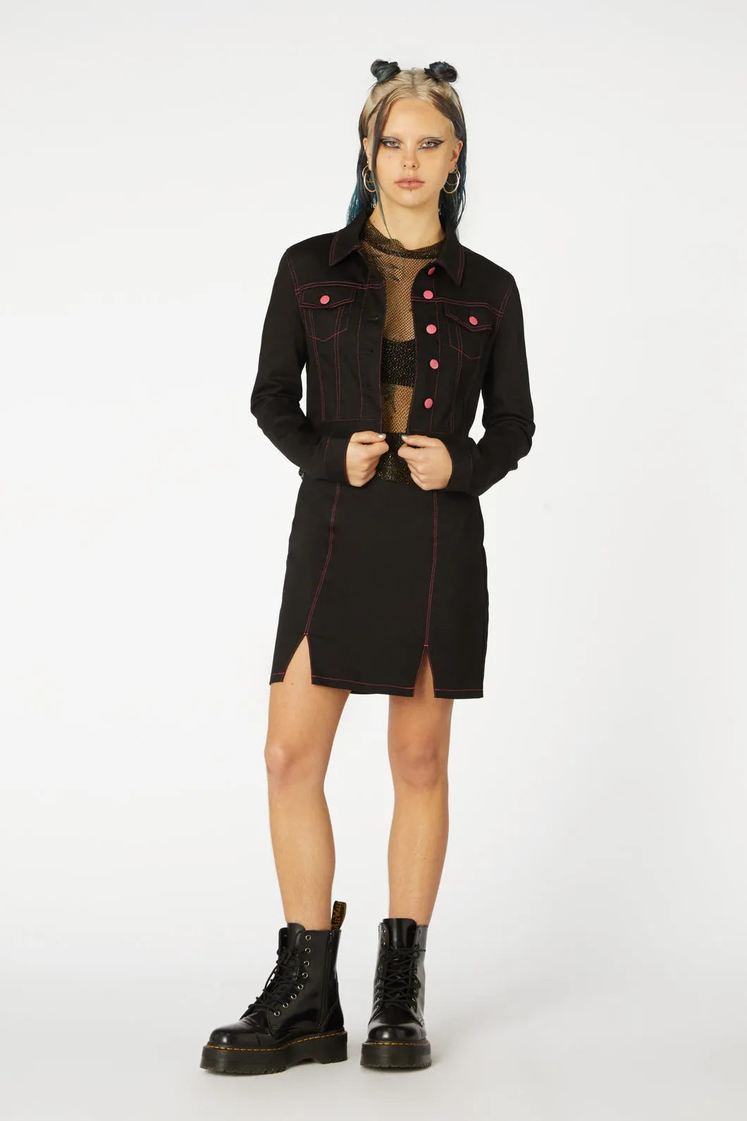 Contrast Stitch Goth Jacket