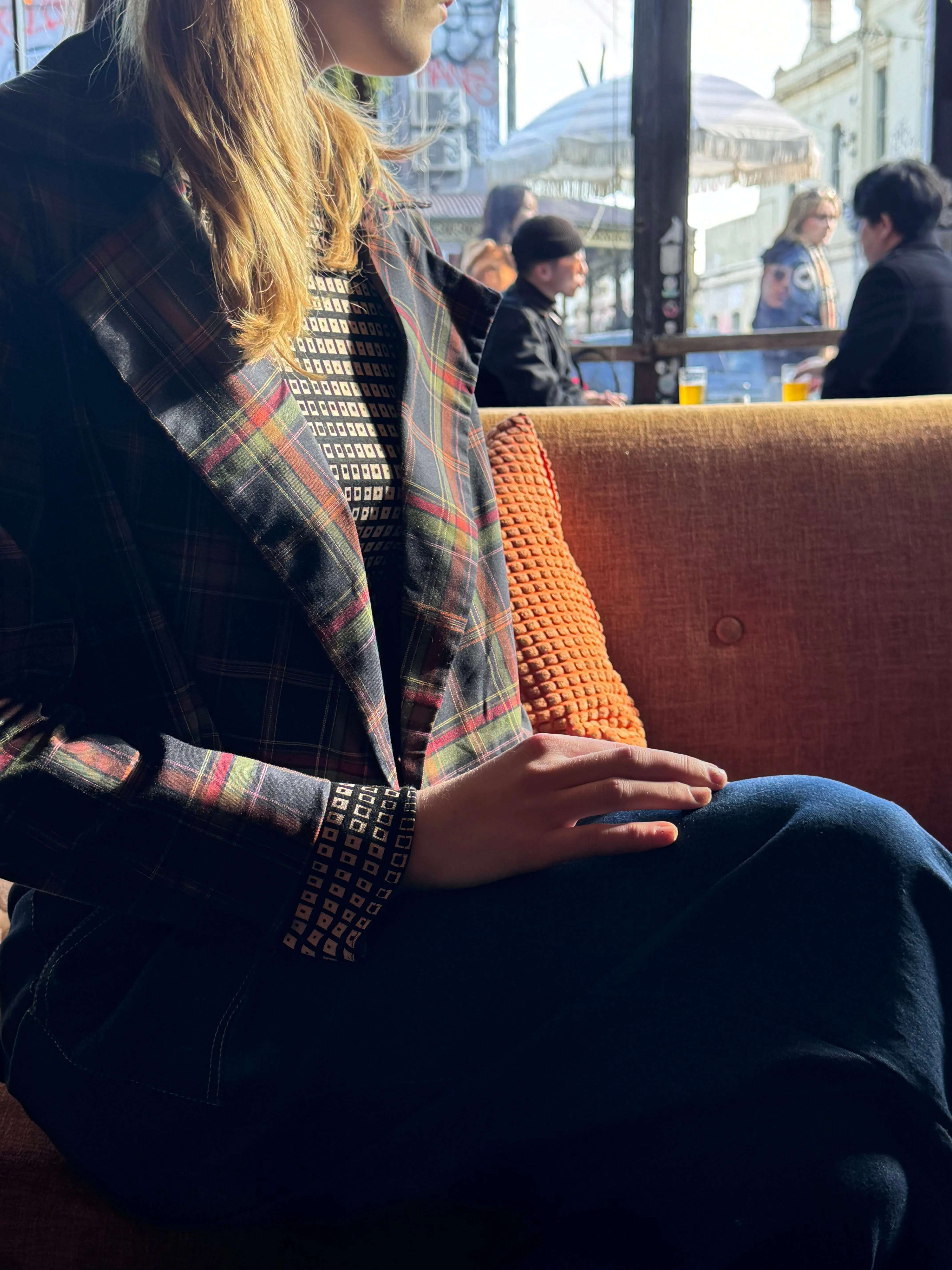 Cropped Blazer in Multi Check